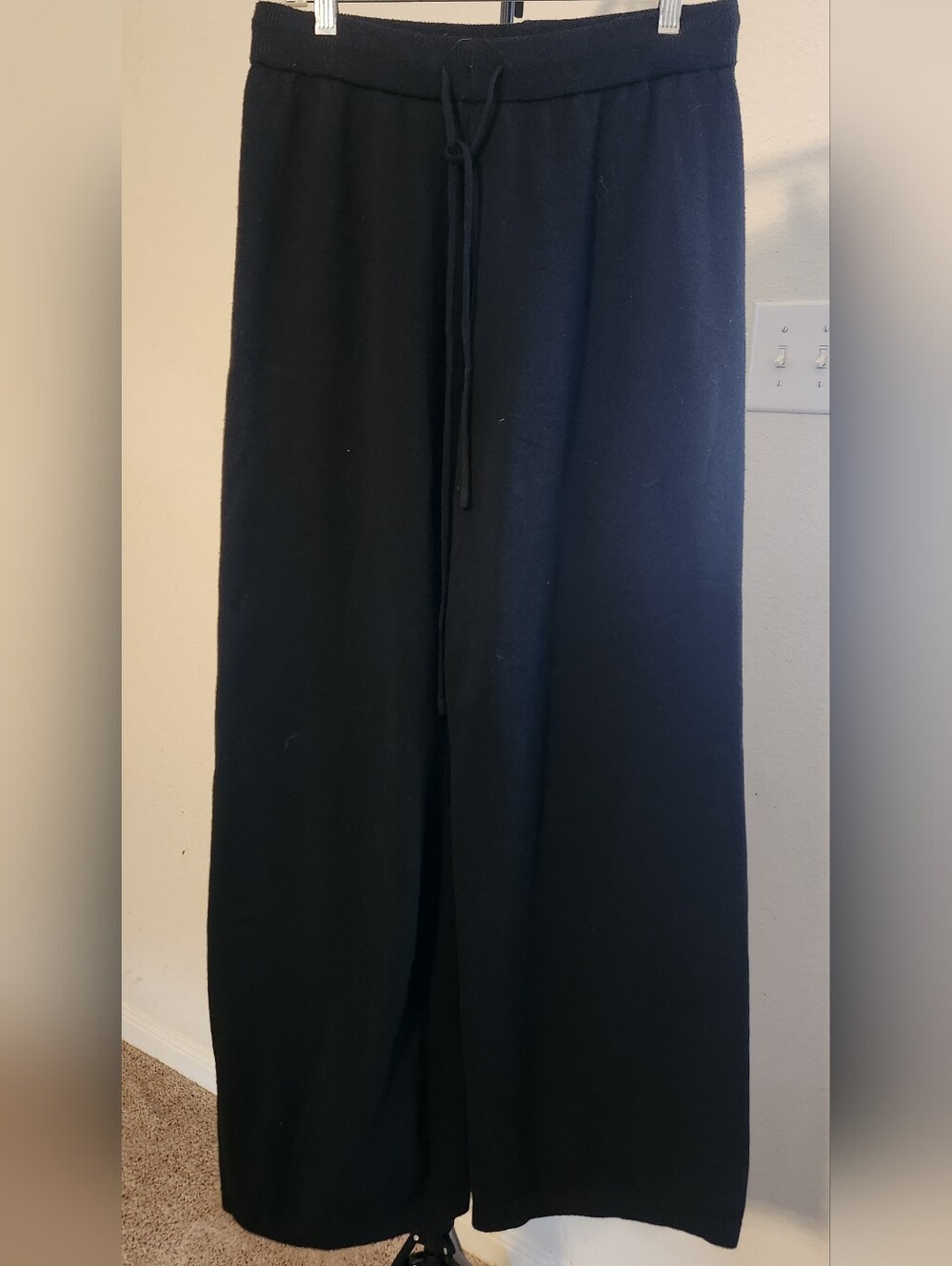 Women's Black Wide-Leg Drawstring Jogger Pants